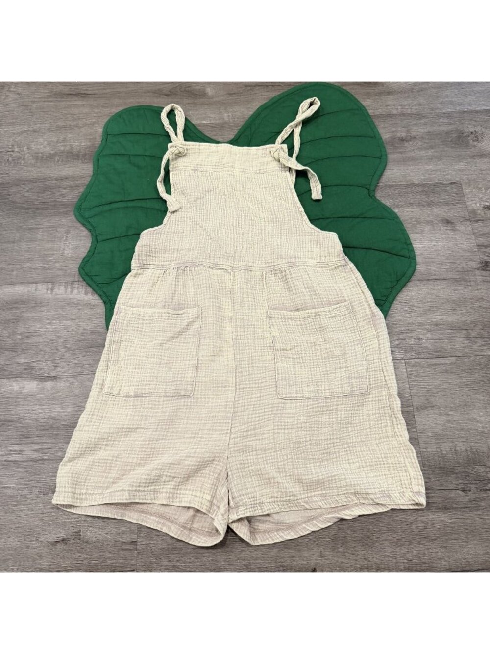 Zenana Womens Small Tan Gauzse Bib Shortalls Overalls